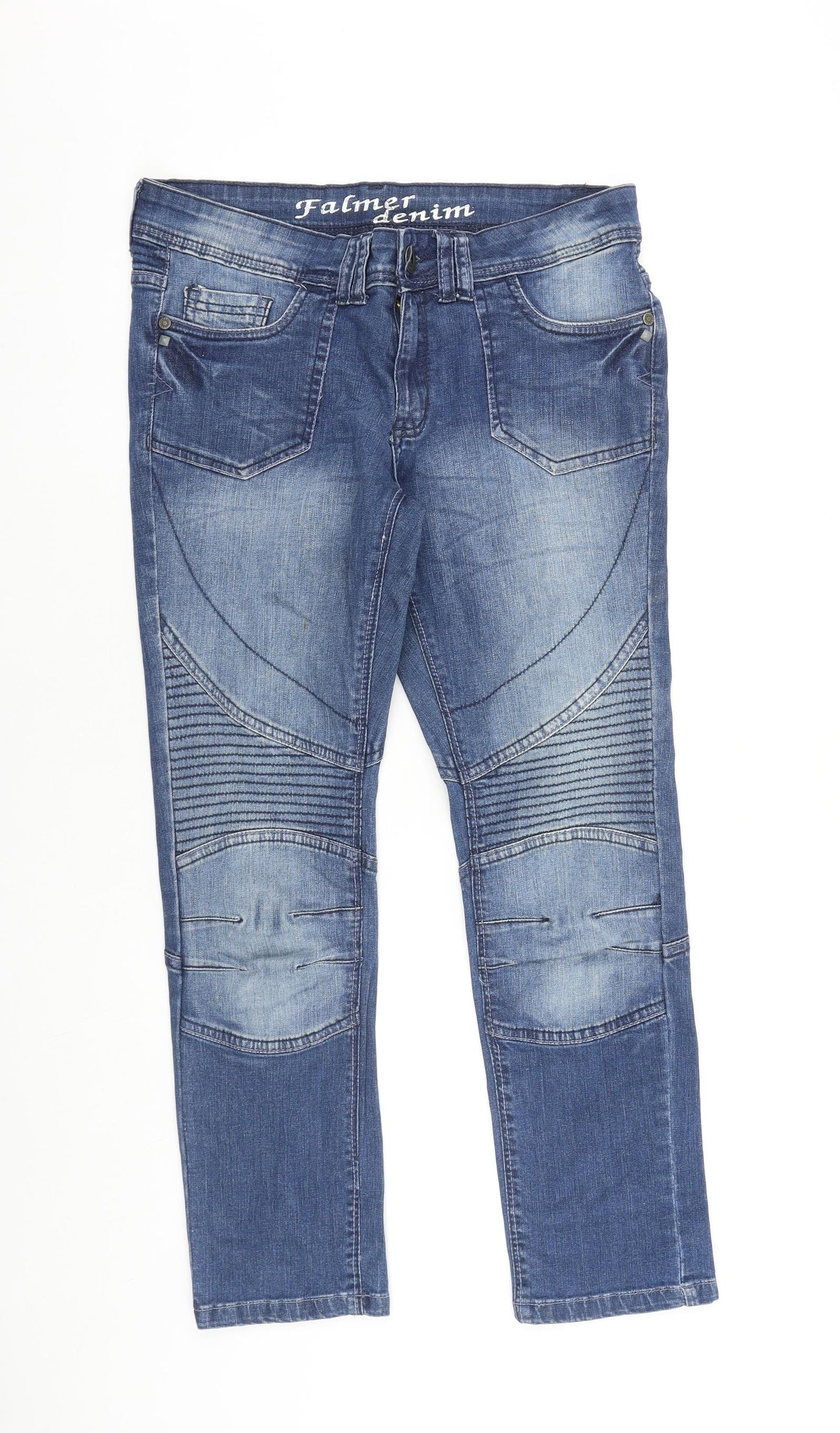 Falmer Denim Womens Blue Cotton Straight Jeans Size 10 L26 in Regular Zip