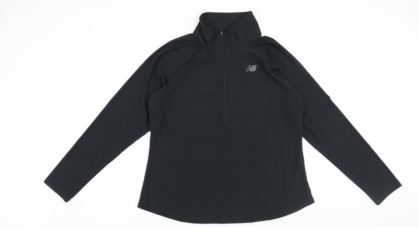 New Balance Mens Black Polyester Pullover Casual Size XL High Neck Zip