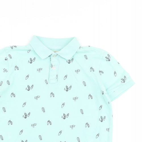 H&M Boys Blue Geometric 100% Cotton Pullover Polo Size 10-11 Years Collared Button