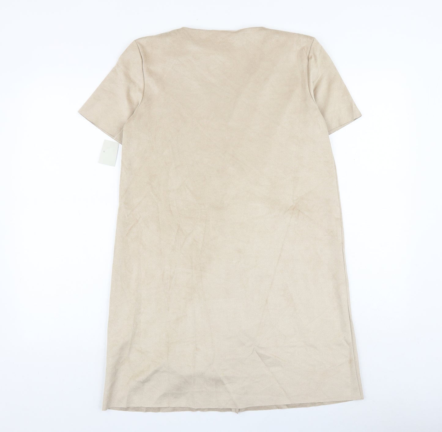 Zara Womens Beige Polyester A-Line Size XS V-Neck Pullover