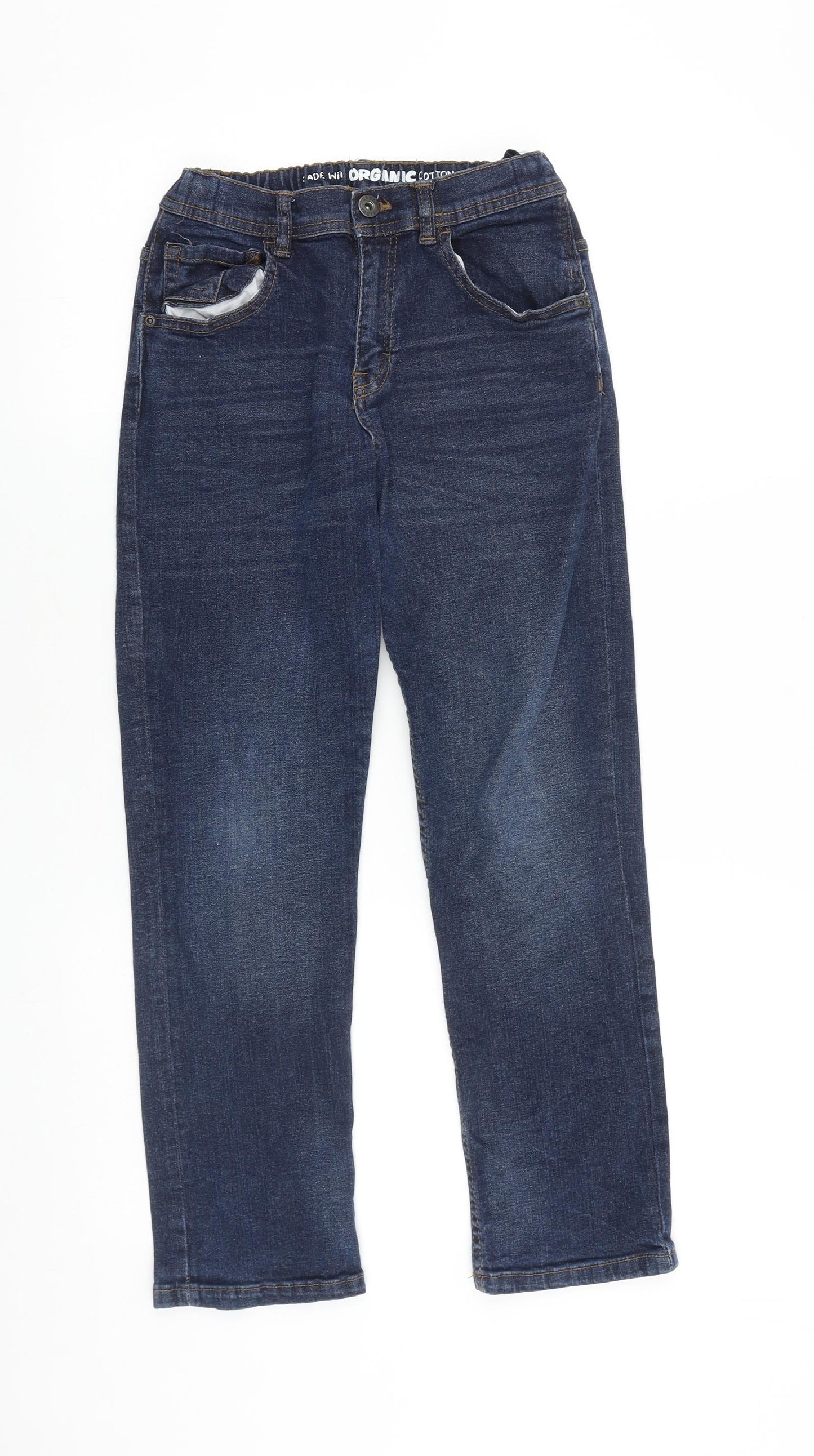 F&F Boys Blue 100% Cotton Straight Jeans Size 10-11 Years Regular Zip