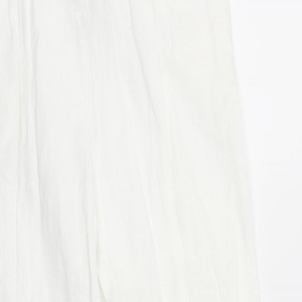 Preworn Womens White Linen Trousers Size L L29 in Regular