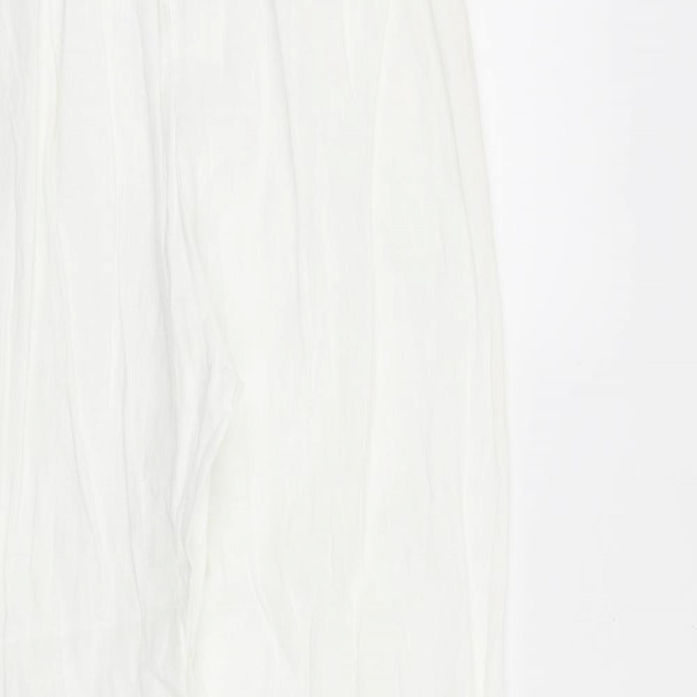 Preworn Womens White Linen Trousers Size L L29 in Regular