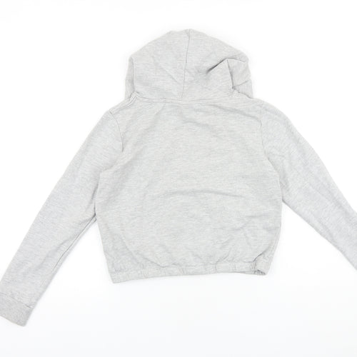 Lily & Dan Girls Grey 100% Cotton Pullover Hoodie Size 10-11 Years Pullover - Happy, Cropped