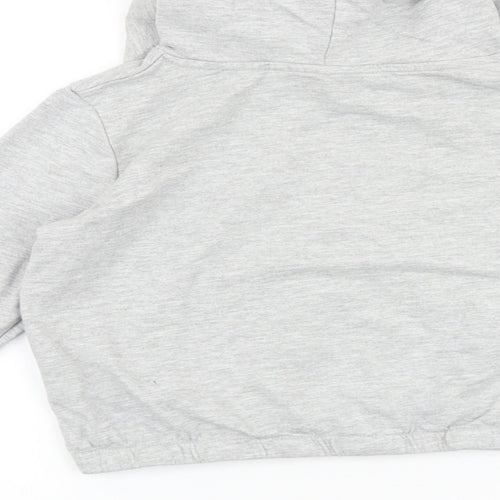 Lily & Dan Girls Grey 100% Cotton Pullover Hoodie Size 10-11 Years Pullover - Happy, Cropped