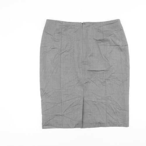 Marks and Spencer Womens Grey Viscose Straight & Pencil Skirt Size 14 Zip