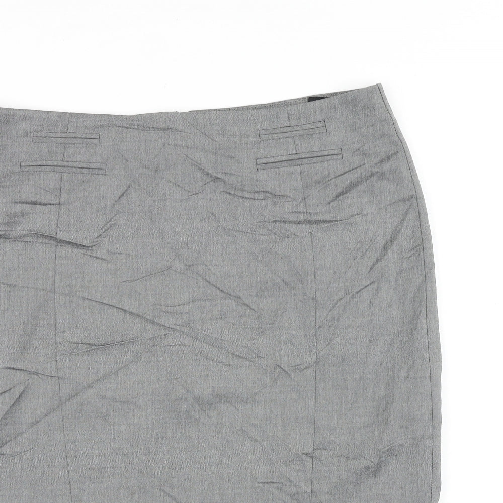 Marks and Spencer Womens Grey Viscose Straight & Pencil Skirt Size 14 Zip