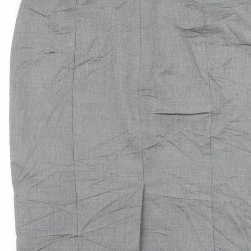 Marks and Spencer Womens Grey Viscose Straight & Pencil Skirt Size 14 Zip