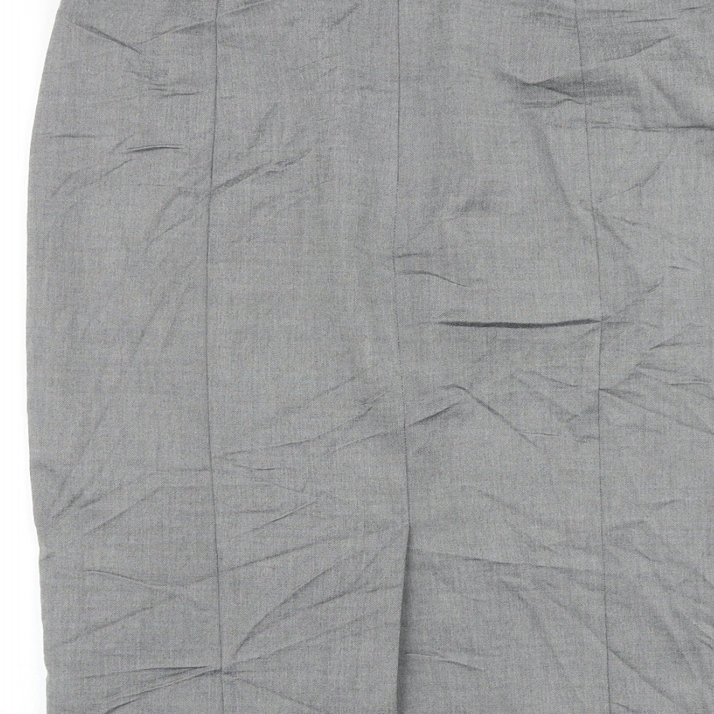 Marks and Spencer Womens Grey Viscose Straight & Pencil Skirt Size 14 Zip