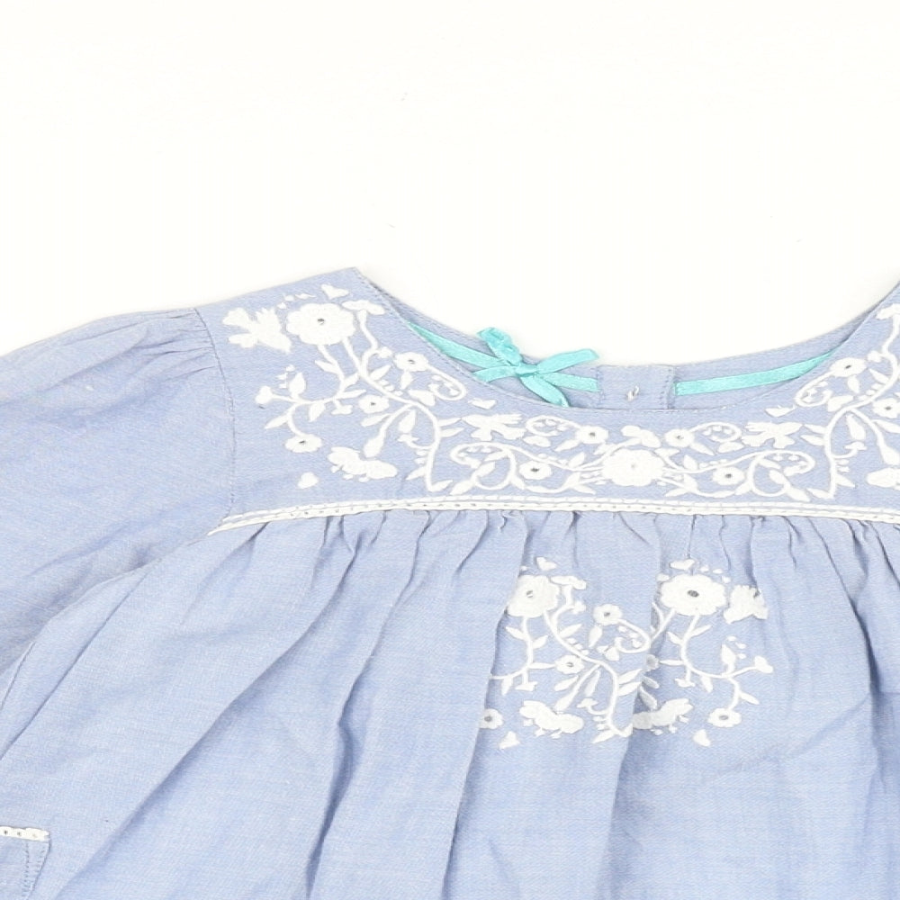 Sweet Millie Girls Blue 100% Cotton Shift Size 5 Years Round Neck Button