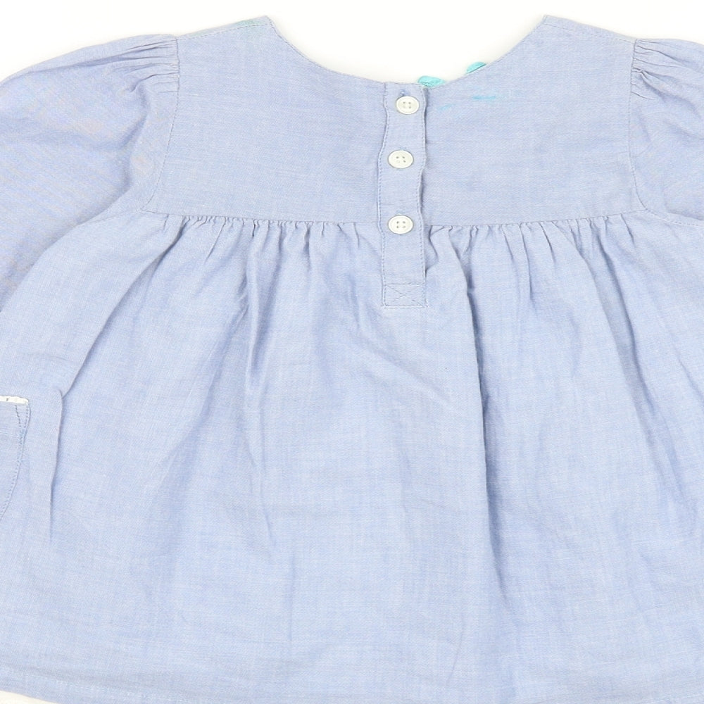 Sweet Millie Girls Blue 100% Cotton Shift Size 5 Years Round Neck Button
