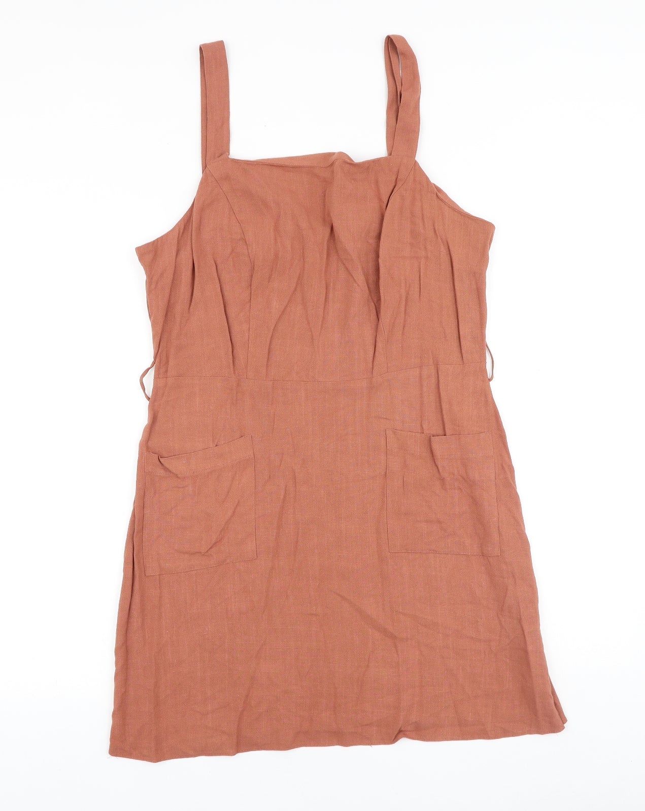 George Womens Pink Viscose Pinafore/Dungaree Dress Size 14 Square Neck Pullover