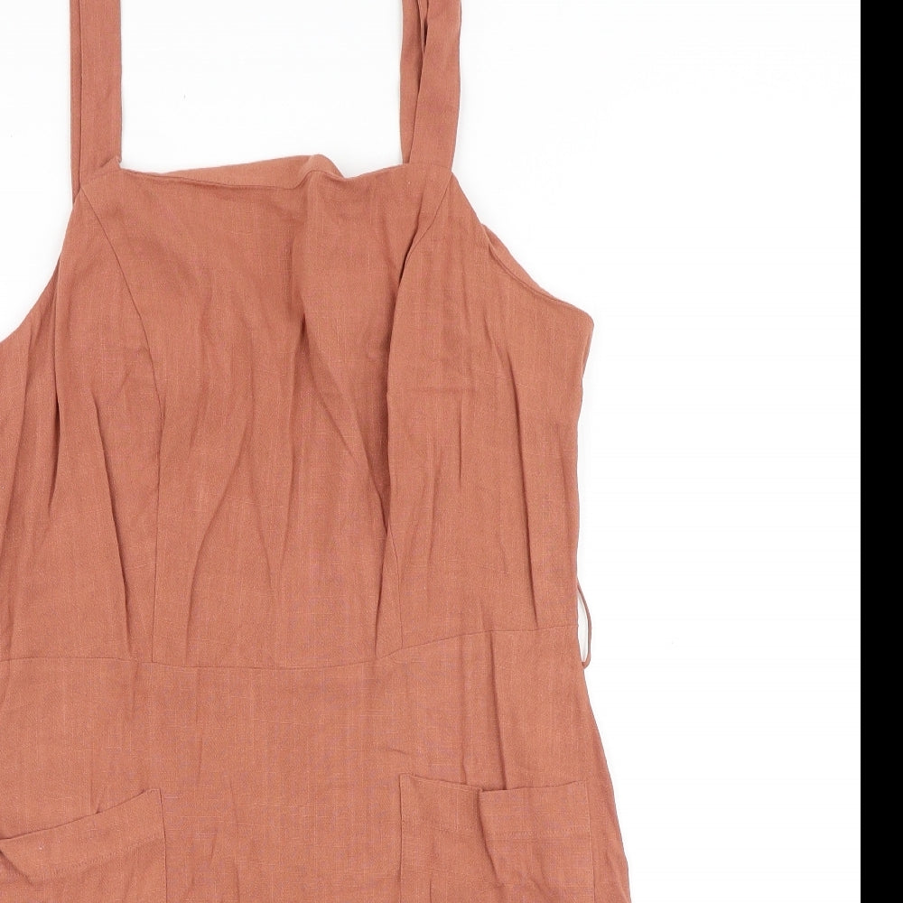 George Womens Pink Viscose Pinafore/Dungaree Dress Size 14 Square Neck Pullover
