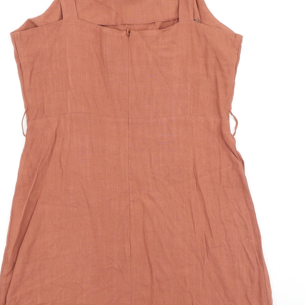 George Womens Pink Viscose Pinafore/Dungaree Dress Size 14 Square Neck Pullover
