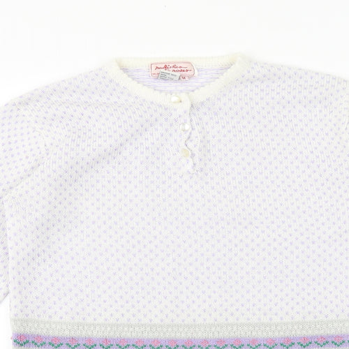 Preworn Womens Purple Round Neck Floral Acrylic Pullover Jumper Size M