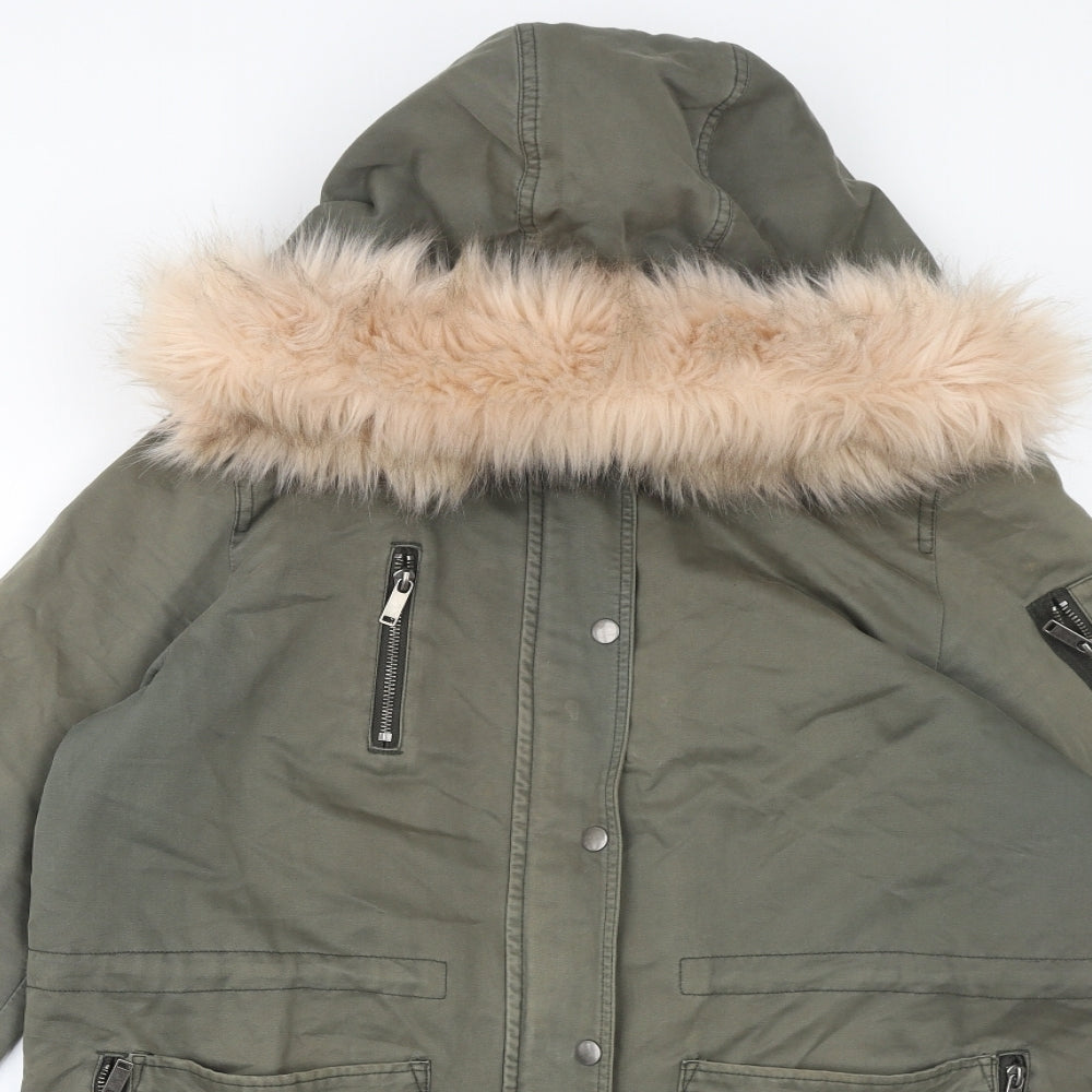 Mint Velvet Womens Green Parka Coat Size 16 Zip