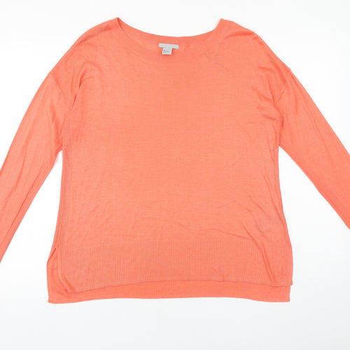 H&M Womens Pink Boat Neck 100% Cotton Pullover Jumper Size M
