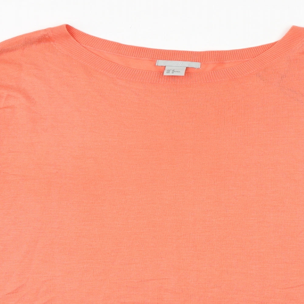 H&M Womens Pink Boat Neck 100% Cotton Pullover Jumper Size M