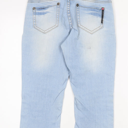 Miss Baron Womens Blue Cotton Cropped Jeans Size 8 Regular Zip