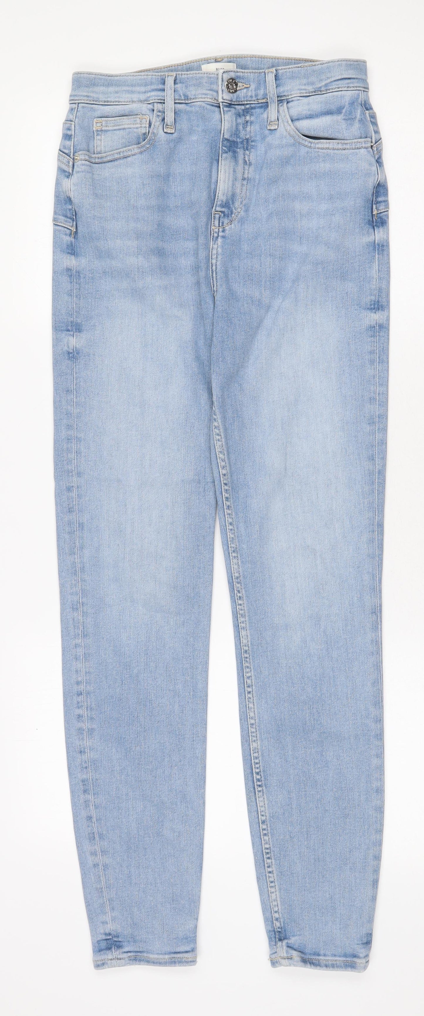 River Island Womens Blue Cotton Skinny Jeans Size 12 Regular Zip