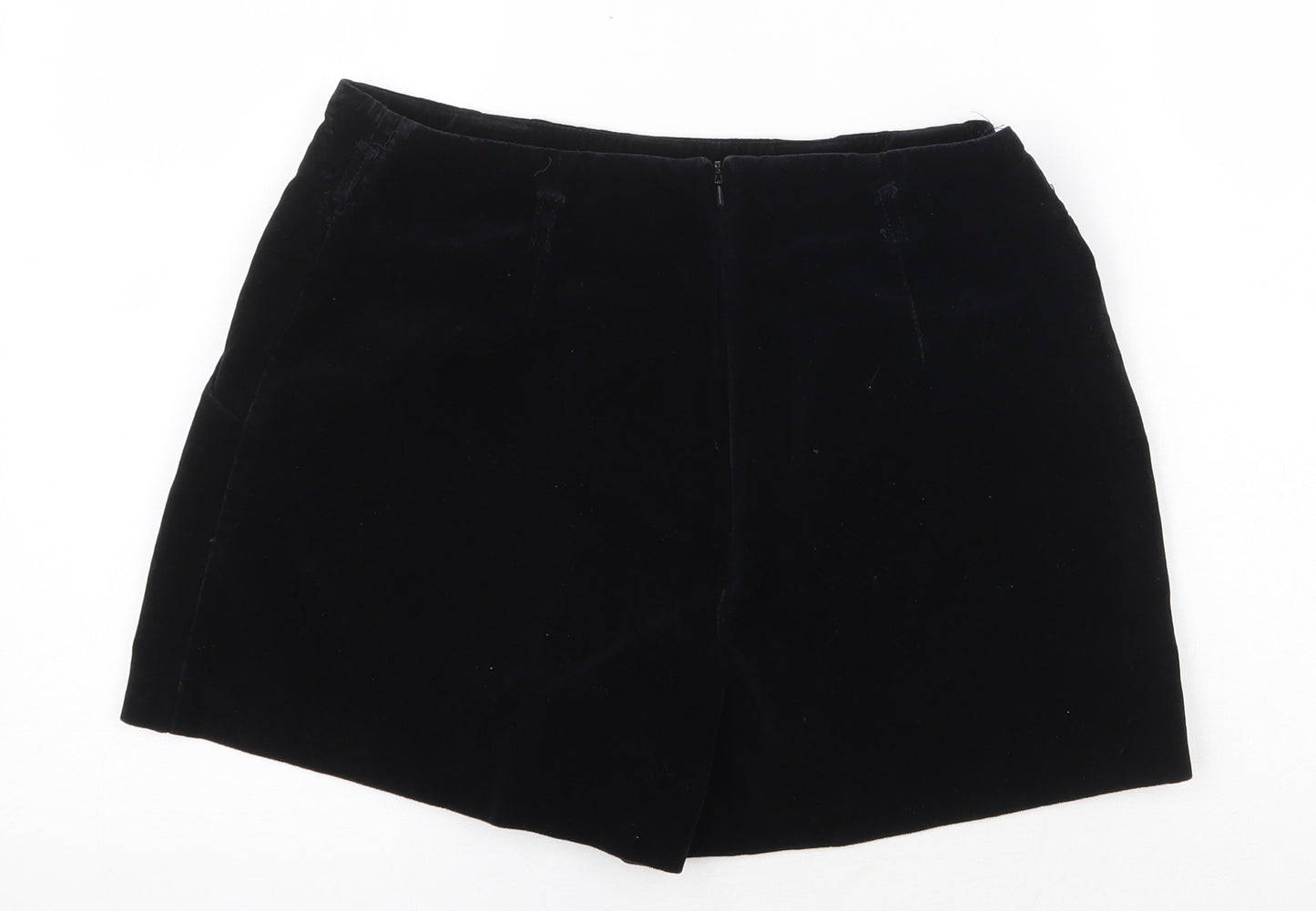Topshop Womens Black Cotton Basic Shorts Size 10 Regular Zip
