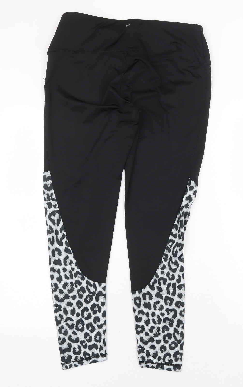 Workout Womens Black Animal Print Polyester Compression Leggings Size M Regular Pullover - Leopard Print