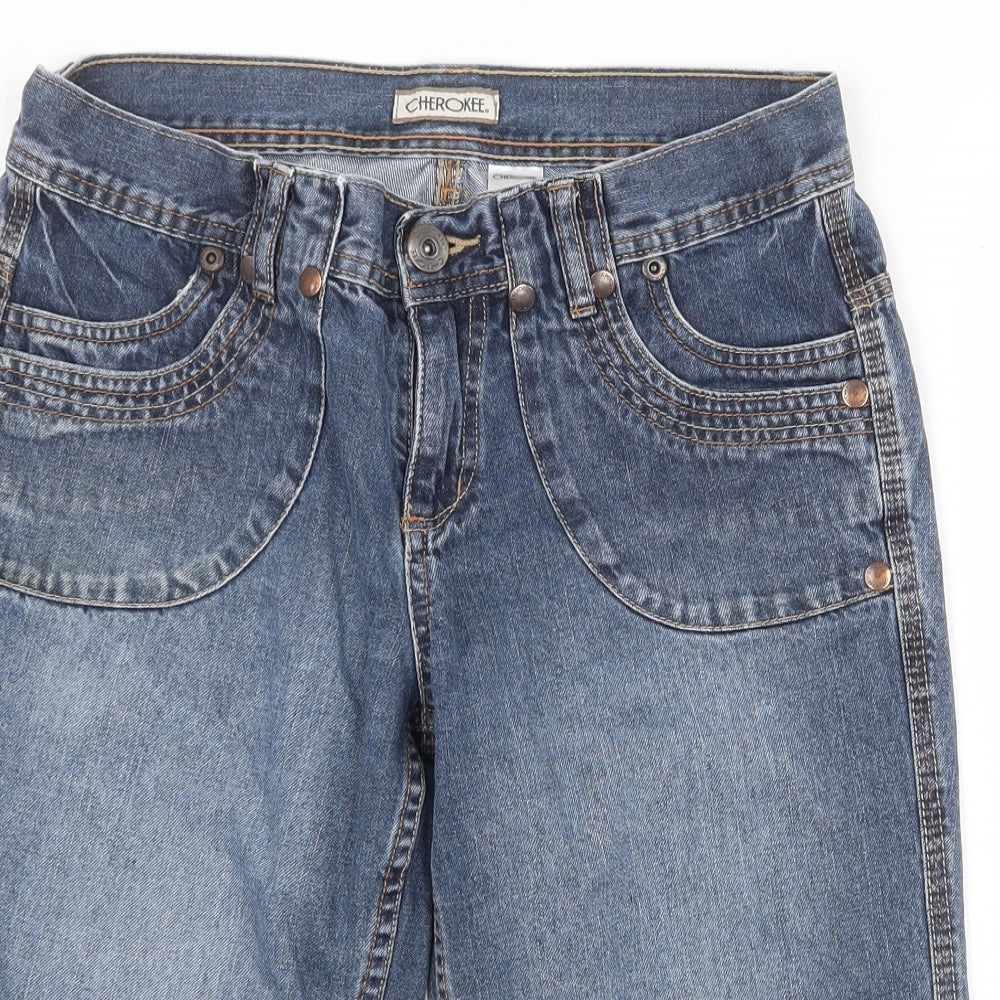 Cherokee Womens Blue Cotton Bermuda Shorts Size 10 Regular Zip