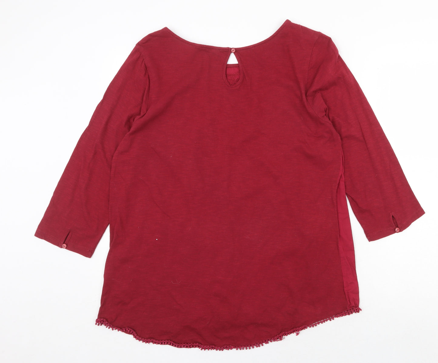 F&F Womens Red 100% Cotton Basic Blouse Size 16 Boat Neck