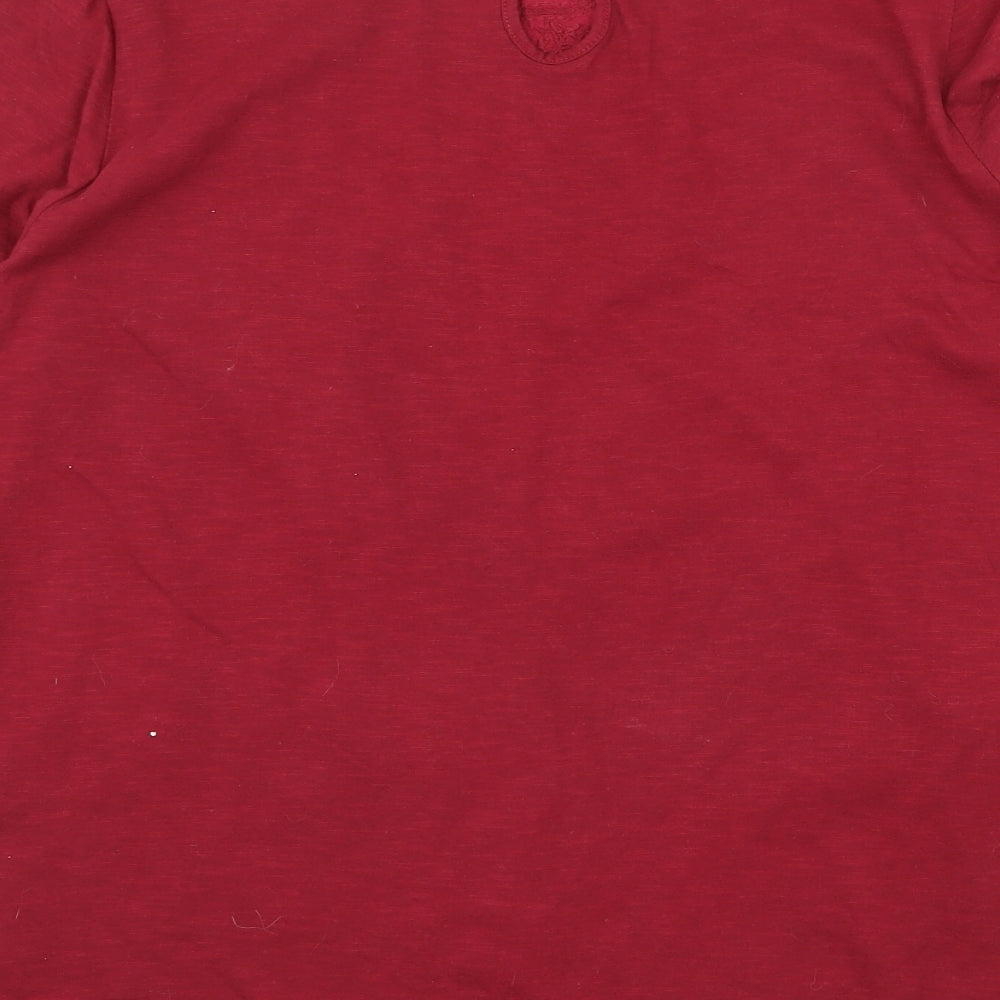 F&F Womens Red 100% Cotton Basic Blouse Size 16 Boat Neck