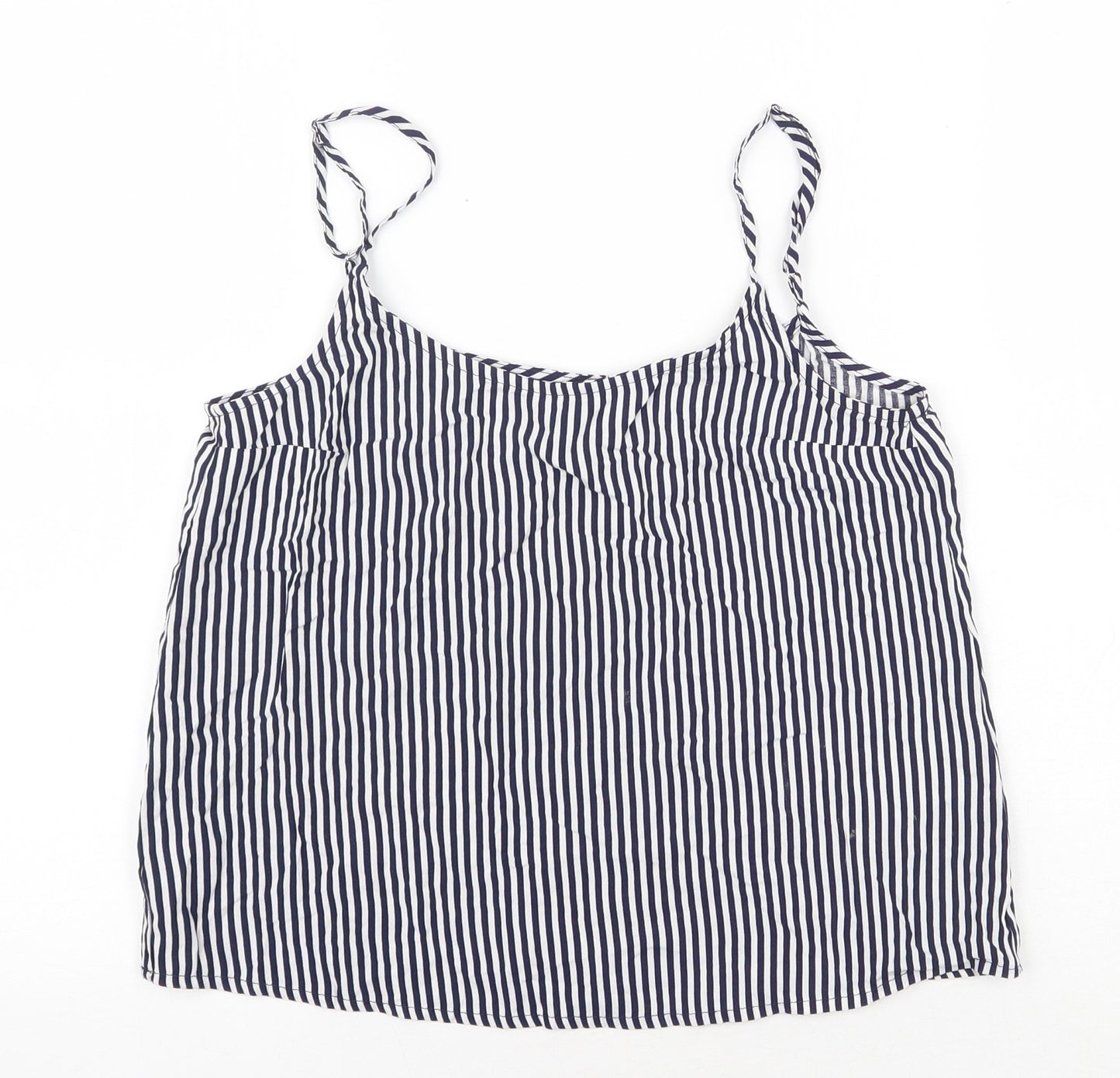 H&M Womens Blue Striped Viscose Camisole Tank Size 4 Scoop Neck
