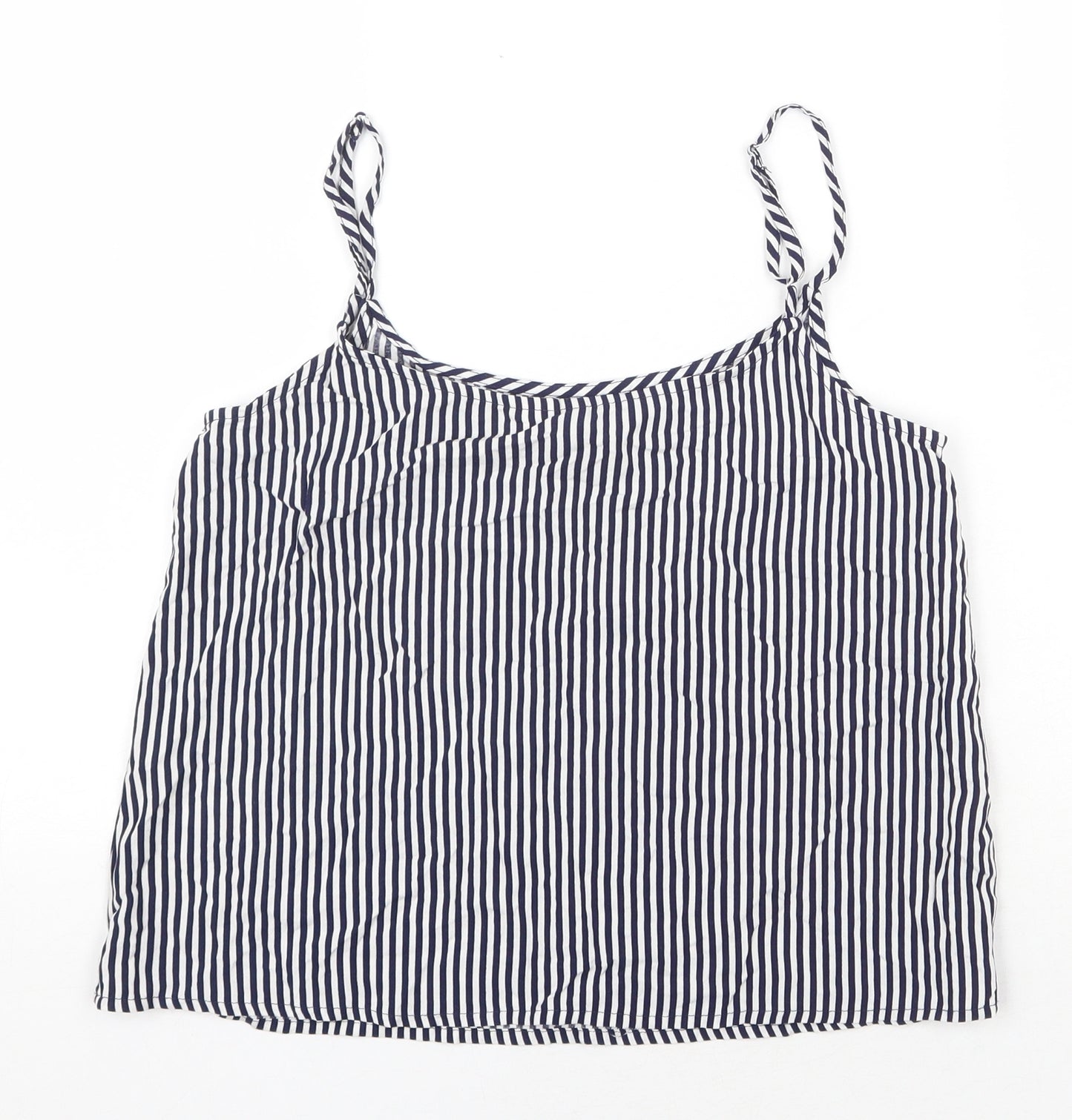 H&M Womens Blue Striped Viscose Camisole Tank Size 4 Scoop Neck