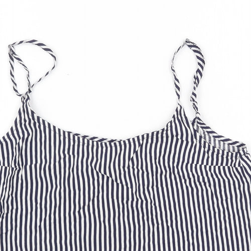 H&M Womens Blue Striped Viscose Camisole Tank Size 4 Scoop Neck