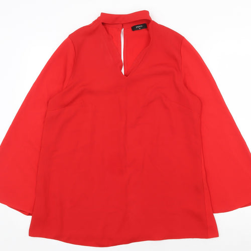 Papaya Womens Red Polyester Tunic Blouse Size 10 Round Neck - Flute Sleeve