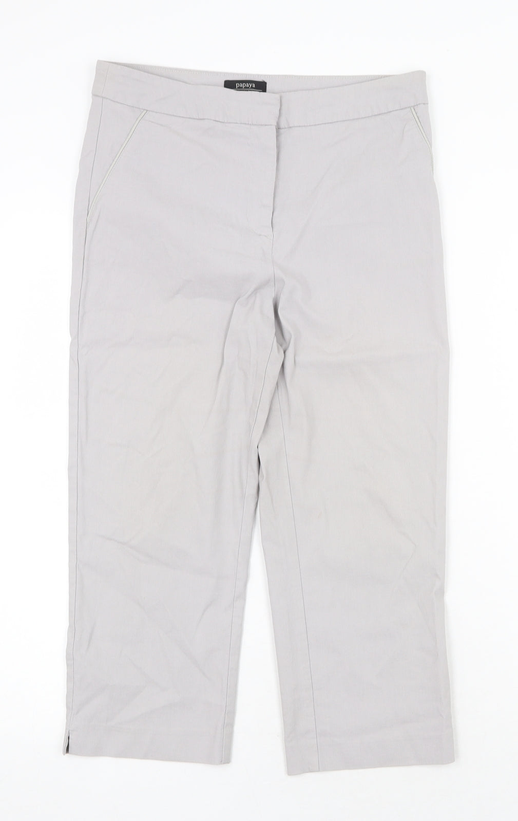 Papaya Womens Grey Viscose Chino Trousers Size 10 Regular Zip
