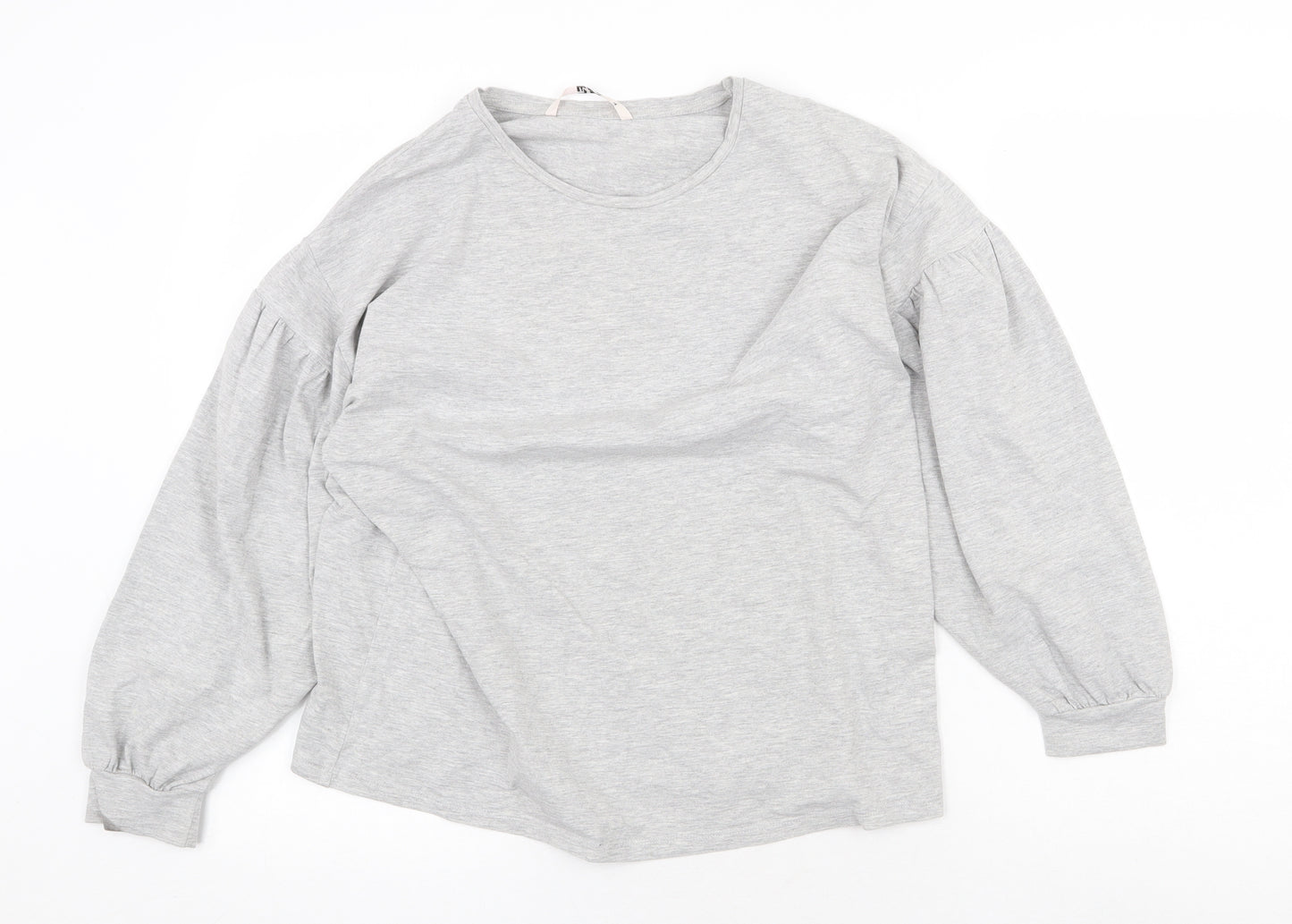TU Womens Grey Cotton Basic Blouse Size 14 Scoop Neck
