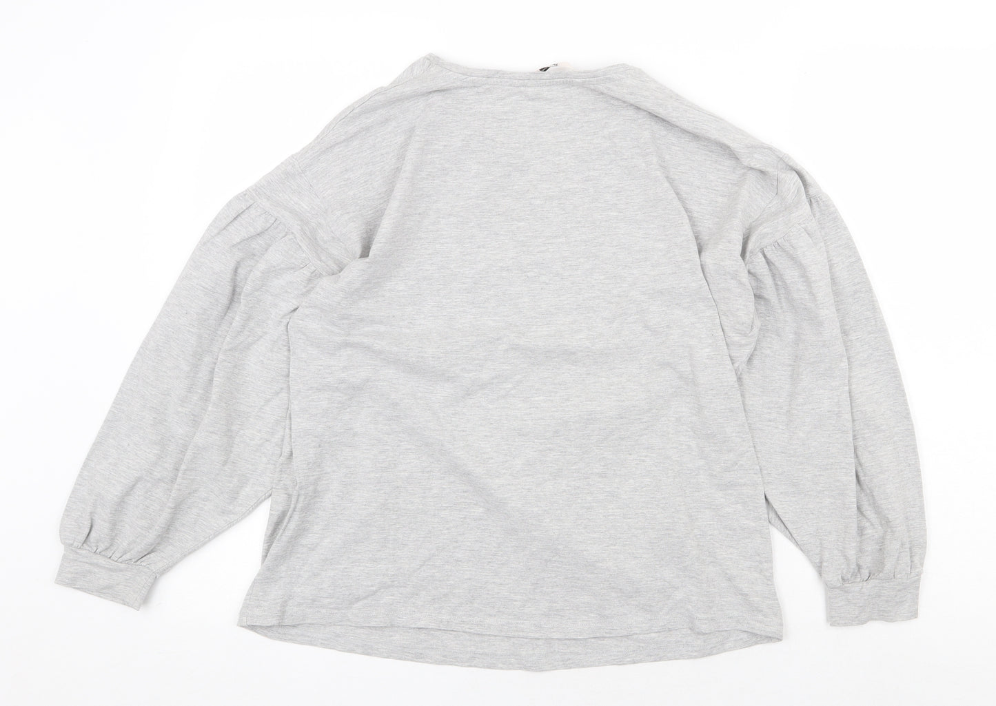 TU Womens Grey Cotton Basic Blouse Size 14 Scoop Neck