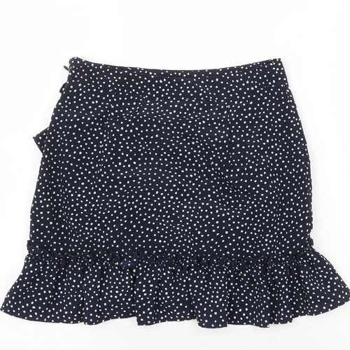 Topshop Womens Blue Polka Dot Polyester Skater Skirt Size 6 Zip