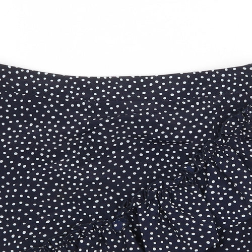 Topshop Womens Blue Polka Dot Polyester Skater Skirt Size 6 Zip
