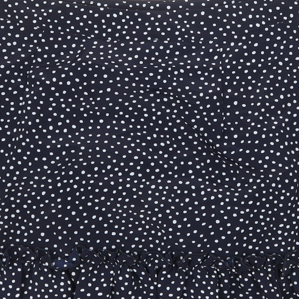 Topshop Womens Blue Polka Dot Polyester Skater Skirt Size 6 Zip