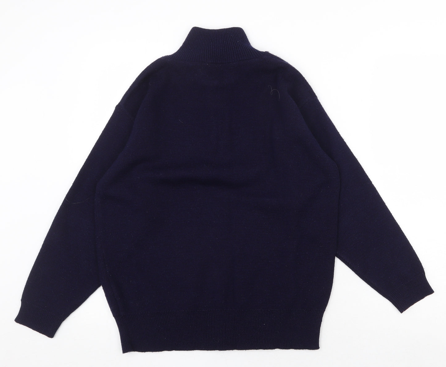 Nightingales Womens Blue High Neck Acrylic Henley Jumper Size S