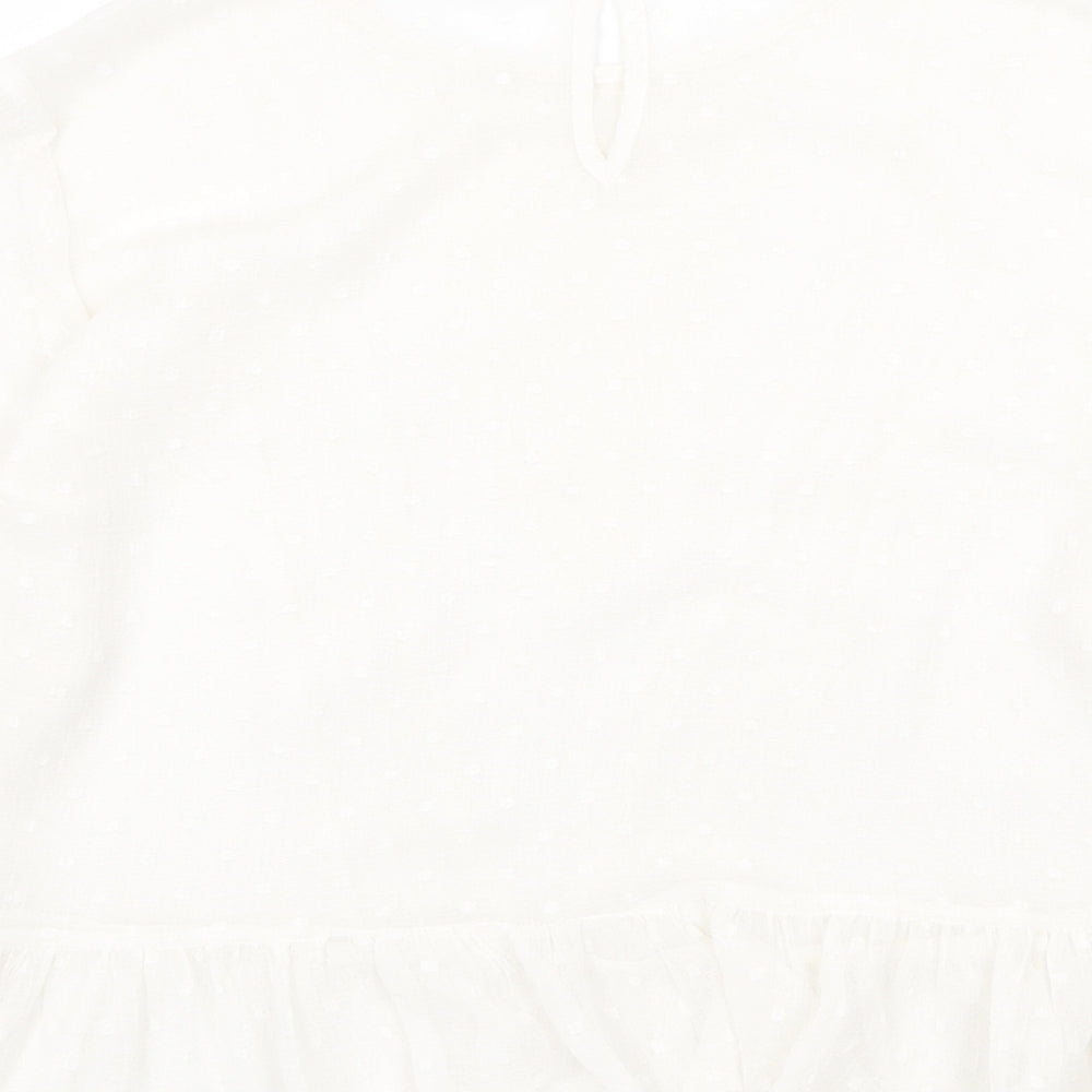 Zara Womens White Polyester Basic Blouse Size L Boat Neck - Flute Sleeve
