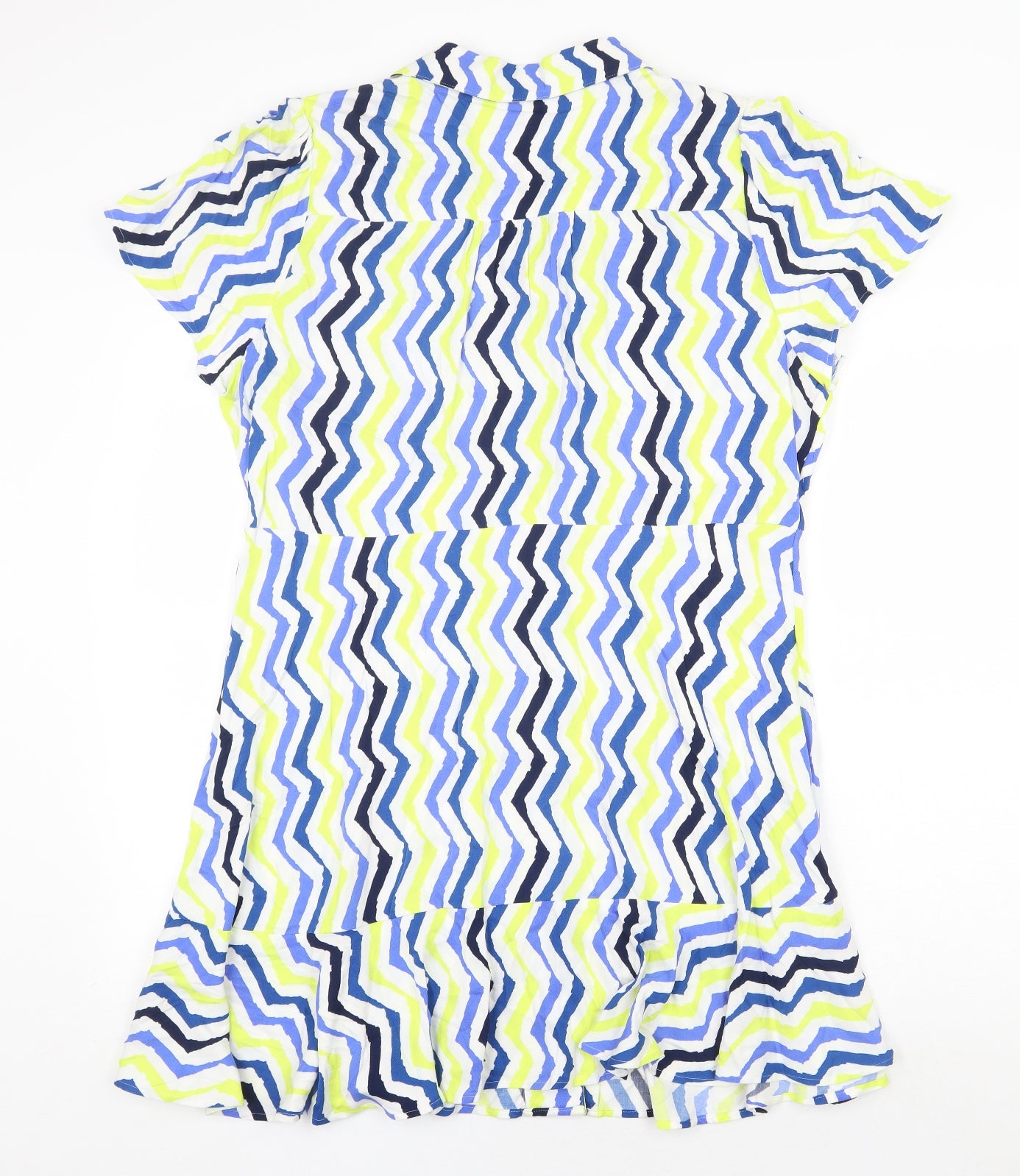 Marks and Spencer Womens Multicoloured Geometric Viscose Shirt Dress Size 18 Collared Button