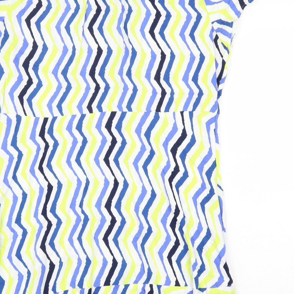 Marks and Spencer Womens Multicoloured Geometric Viscose Shirt Dress Size 18 Collared Button
