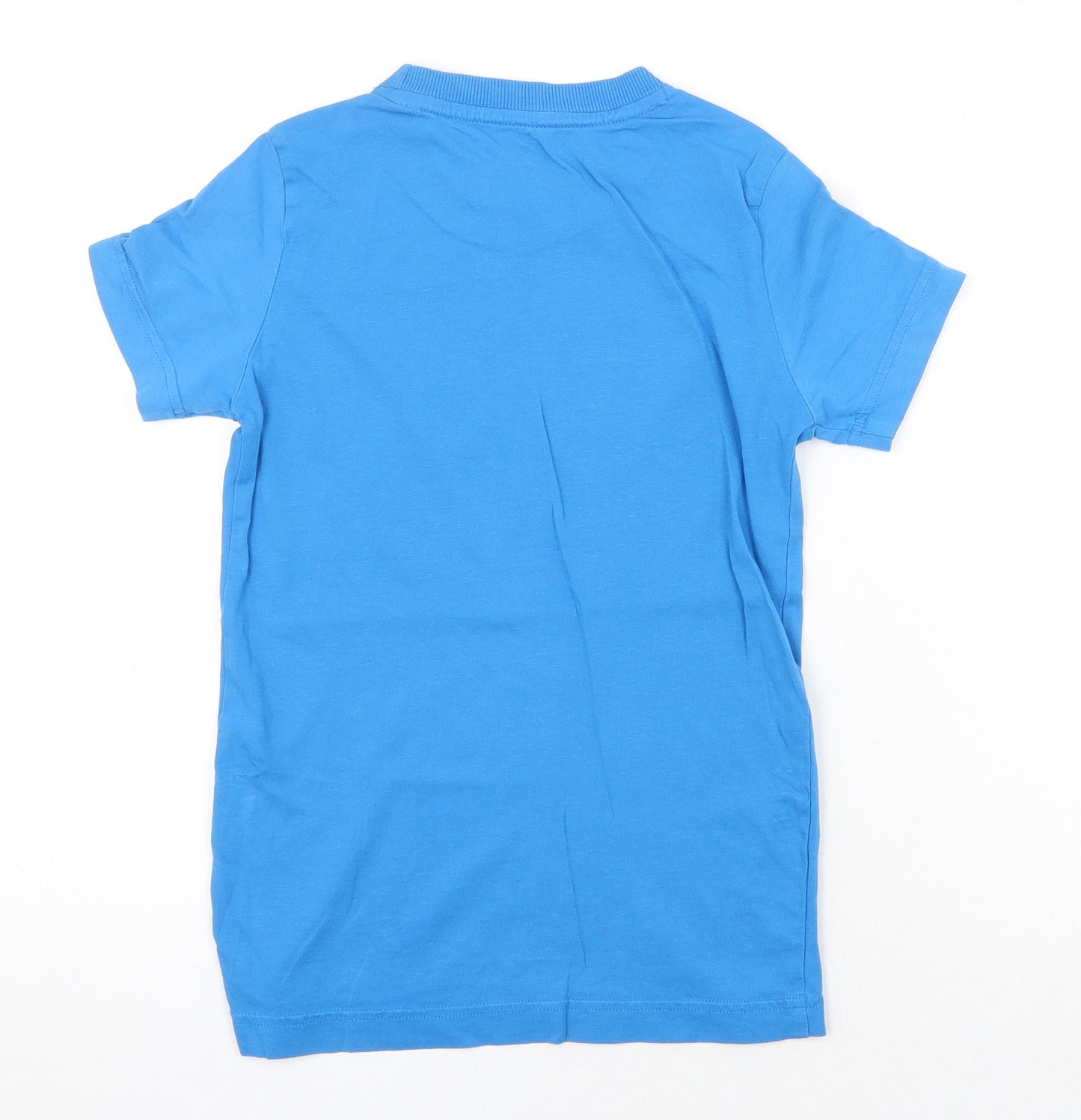 adidas Boys Blue Cotton Basic T-Shirt Size 9-10 Years Round Neck Pullover