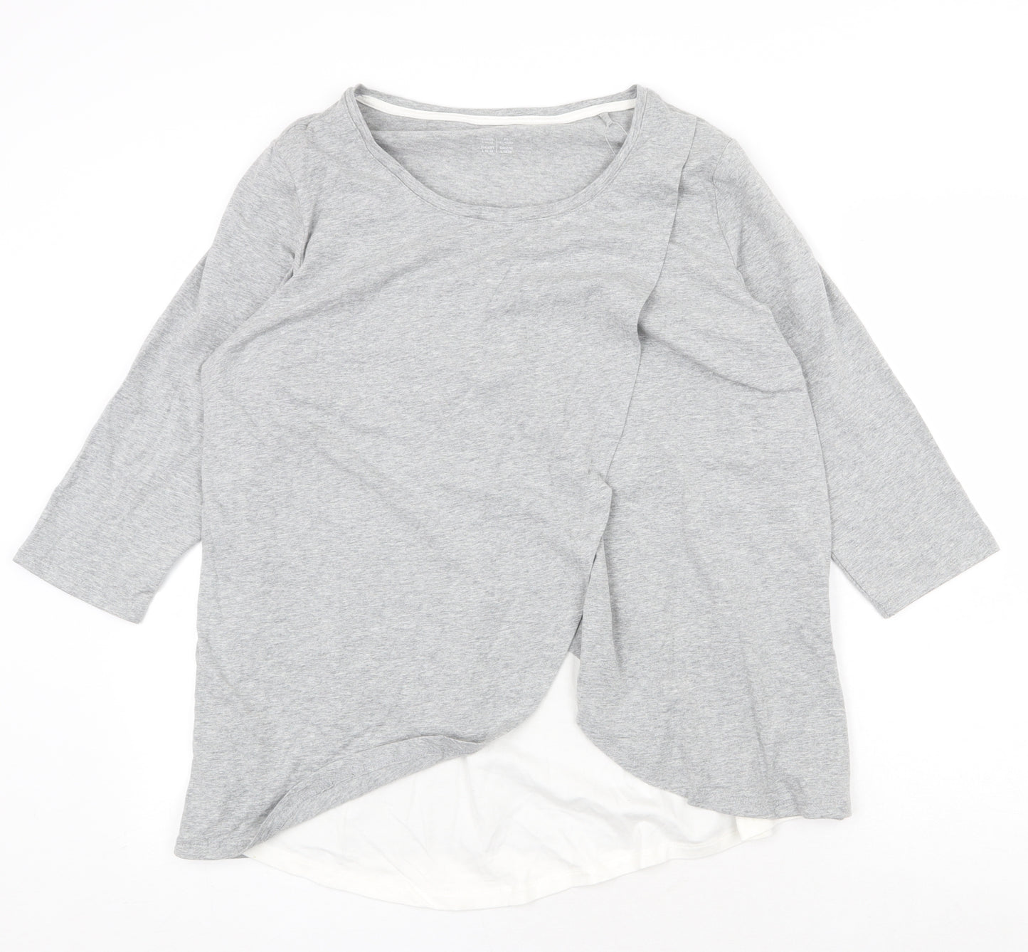 ESMARA Womens Grey Cotton Basic Blouse Size L Boat Neck
