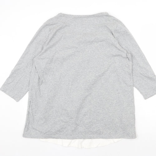 ESMARA Womens Grey Cotton Basic Blouse Size L Boat Neck