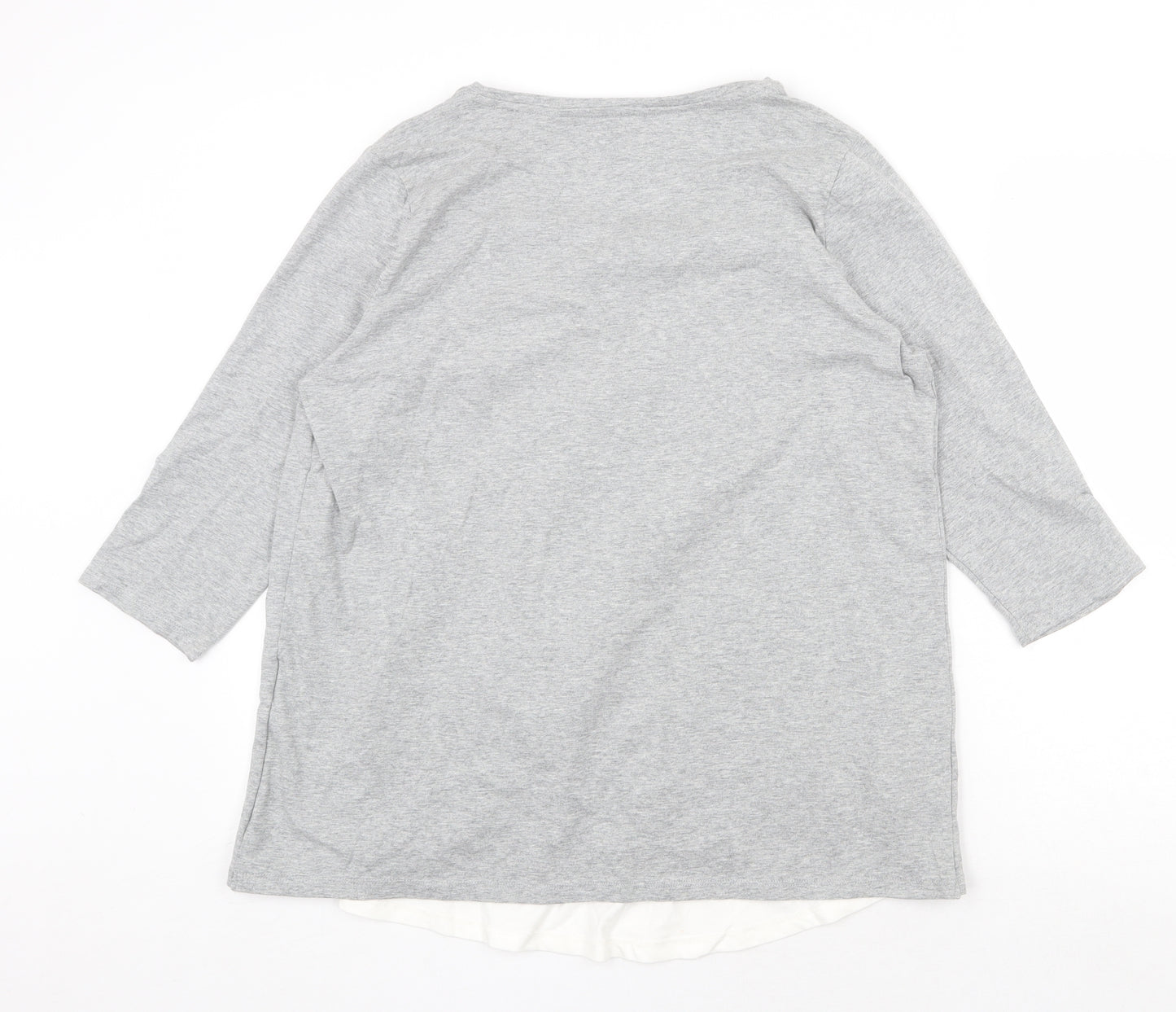 ESMARA Womens Grey Cotton Basic Blouse Size L Boat Neck