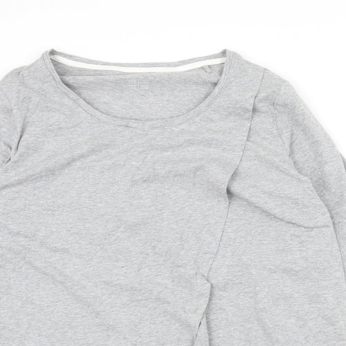 ESMARA Womens Grey Cotton Basic Blouse Size L Boat Neck