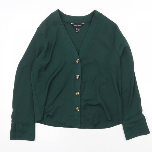 New Look Womens Green Polyester Basic Blouse Size 6 V-Neck
