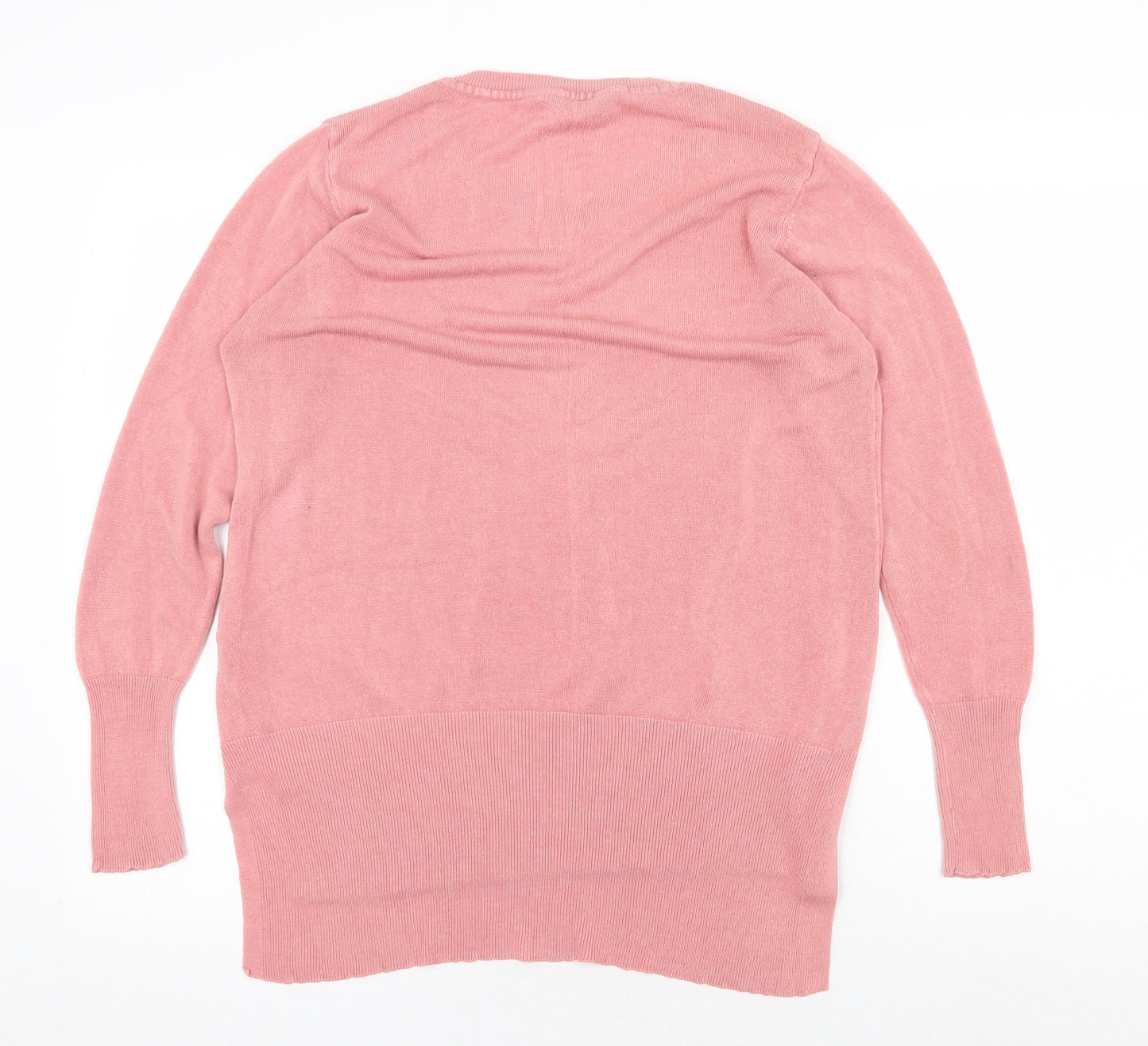 Love Yours Womens Pink V-Neck Acrylic Pullover Jumper Size 16